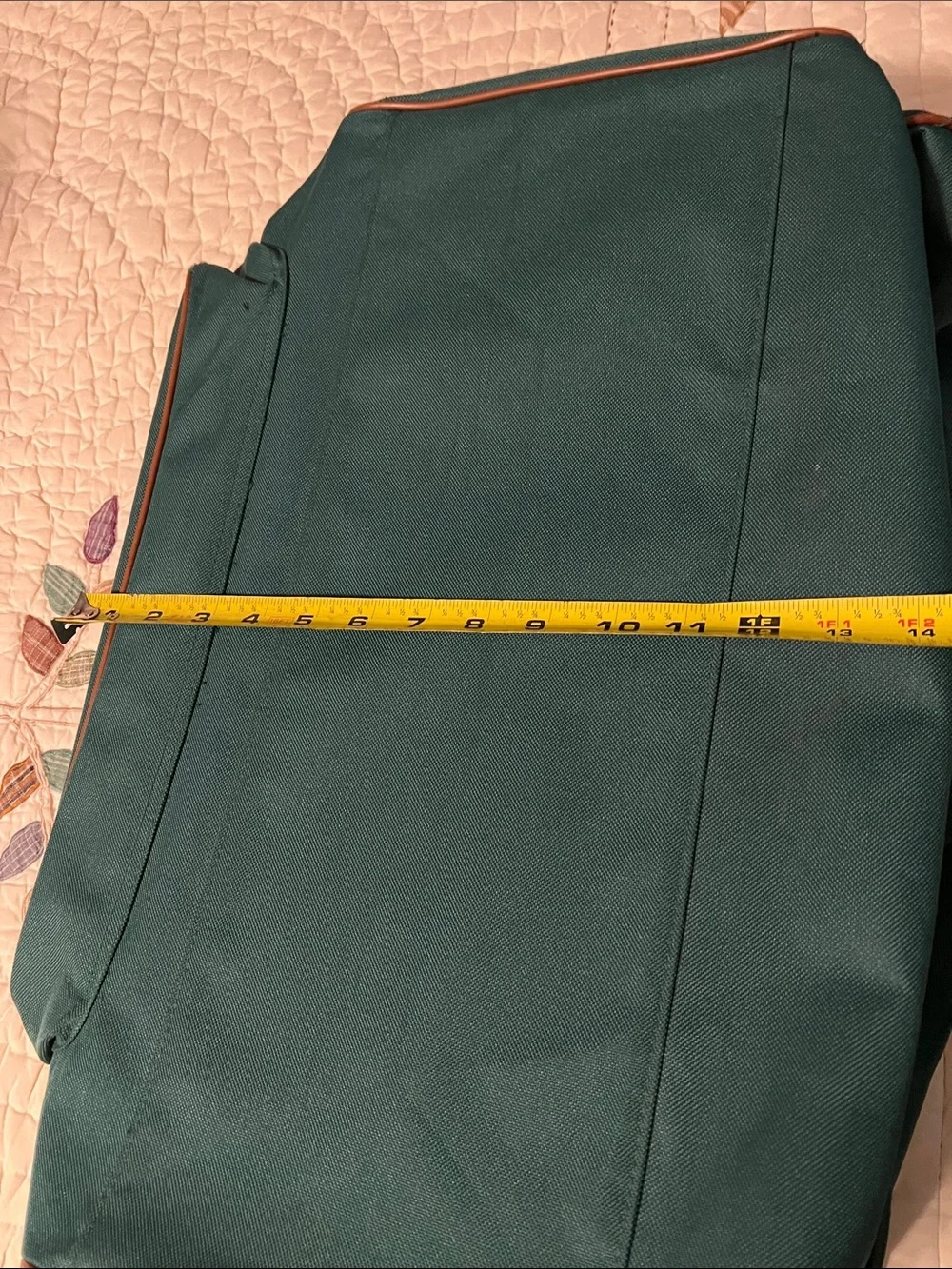 Iconic Ralph Lauren Green Duffel Bag with Brown Leather Trim